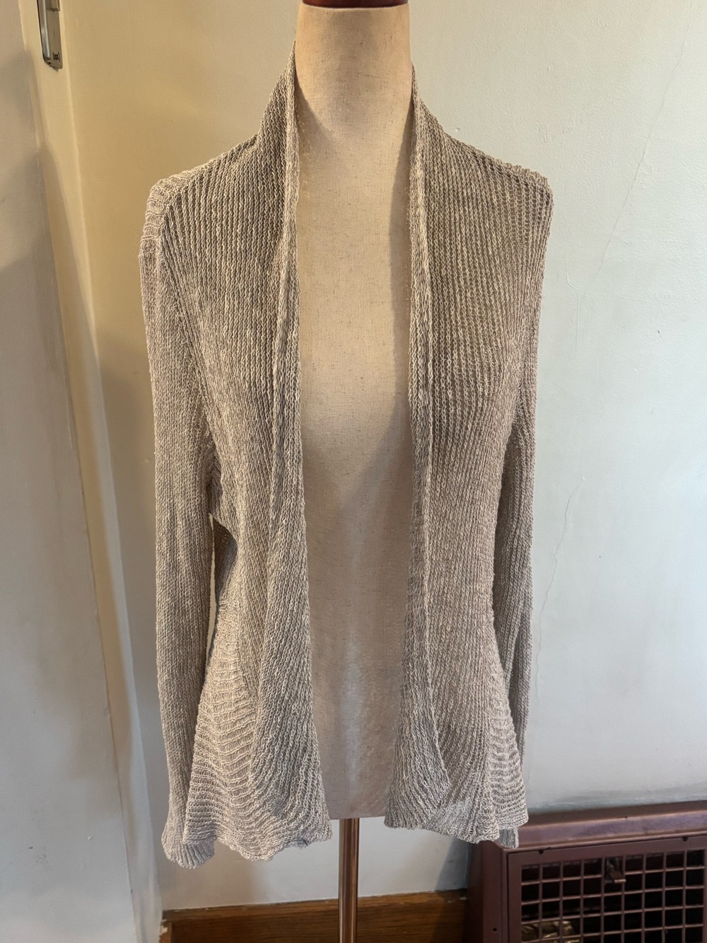 Eileen Fisher Linen/Cotton Blend Open Cardigan medium